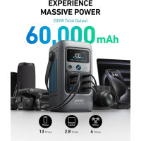 Портативна зарядна станція Anker SOLIX C200 DC 200 Вт, 60 000 мА·год (192 Вт·год), LiFePO4, 5 USB-портів