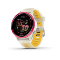 Смарт-годинник Garmin Forerunner 570 (42 мм), малиновий алюмінієвий безель з ремінцем кольору слонової кістки/манго