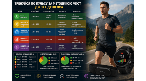 Як тренуватися по пульсу за методикою VDOT Джека Деніелса: підготовка до 5 км і півмарафону