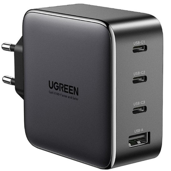 Мережевий зарядний пристрій Ugreen CD226/40747 1xUSB-A 3xUSB-C QC4.0 100W GaN Tech Fast Black