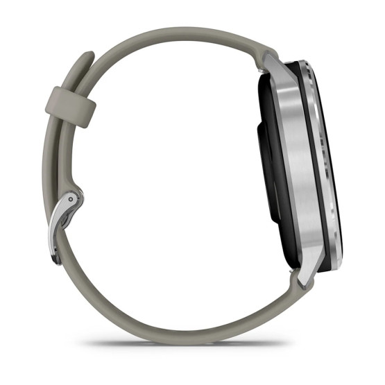 Смарт-годинник Garmin Venu 4 45 мм Silver з сріблясто-сірим силіконовим ремінцем