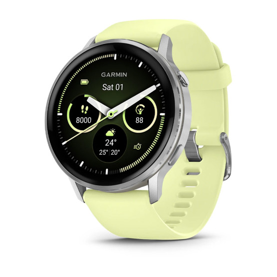 Смарт-годинник Garmin Venu 4 45 мм Silver з цитроновим силіконовим ремінцем