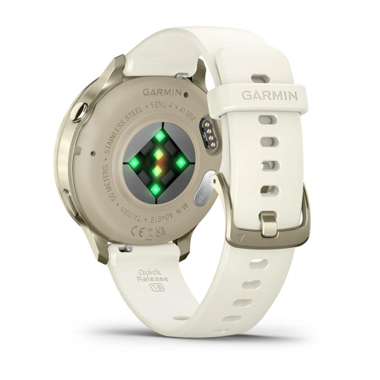 Смарт-годинник Garmin Venu 4 41 мм Lunar Gold з бежевим силіконовим ремінцем