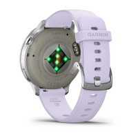 Смарт-годинник Garmin Venu 4 41 мм Silver з барвінковим силіконовим ремінцем