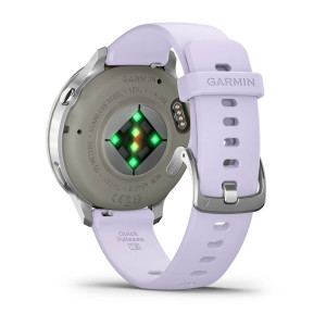 Смарт-годинник Garmin Venu 4 41 мм Silver з барвінковим силіконовим ремінцем