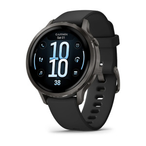 Смарт-годинник Garmin Venu 4 41 мм Slate з чорним силіконовим ремінцем