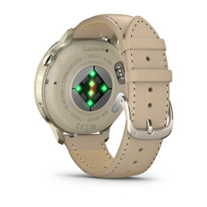 Смарт-годинник Garmin Venu 4 41 мм Lunar Gold з бежевим силіконовим та світло-піщаним шкіряним ремінцем 