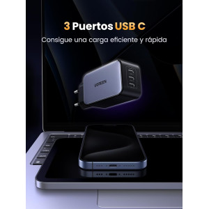 Зарядний пристрій для UGREEN X556 65W GaN Fast Charger 3-Port Type-C Space Gray EU