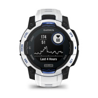 Смарт-годинник Garmin Instinct 3 45 мм Solar Whitestone/Bolt Blue (біло-синій)