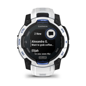 Смарт-годинник Garmin Instinct 3 45 мм Solar Whitestone/Bolt Blue (біло-синій)