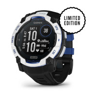 Смарт-часы Garmin Instinct 3 50 мм Solar Whitestone/Black-Blue (белый корпус, чёрно-синий ремешок)