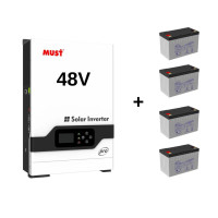 Гiбрiдний інвертор MUST PV18-5248PRO + 4шт АКБ GEL 100Ah12V