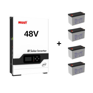 Гiбрiдний інвертор MUST PV18-5248PRO + 4шт АКБ GEL 100Ah12V