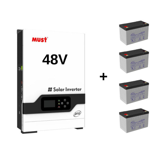 Гiбрiдний інвертор MUST PV18-5248PRO + 4шт АКБ GEL 100Ah12V