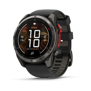 Смарт-годинник Garmin Fenix 8 51 мм MicroLED Сапфір Carbon Gray DLC Titanium з чорно-сірим силіконовим ремінцем QuickFit 26 мм