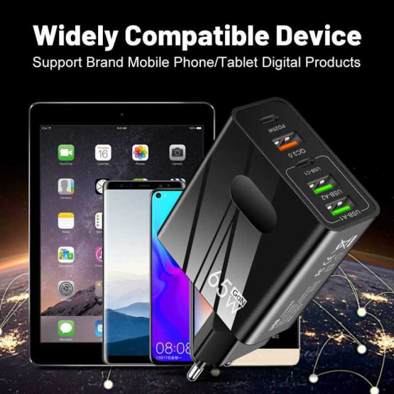 Зарядний пристрій GAN Charger Fast Charging Multi Port QC 3.0 PD25W 65W