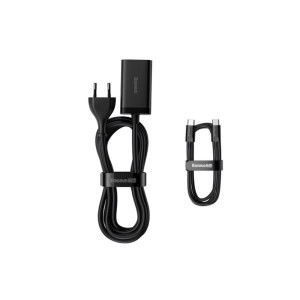 Мережевий зарядний пристрій Baseus Desktop Charger GaN5 Pro 65W 2xUSB 2xType-C Black + кабель 100W type-C-type-C в комплекті 