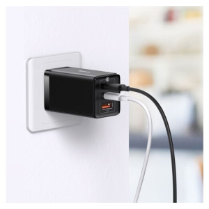 Зарядний пристрій Baseus GaN5 Pro Fast Charger 2C+U 65W Black w/Type-C to Type-C