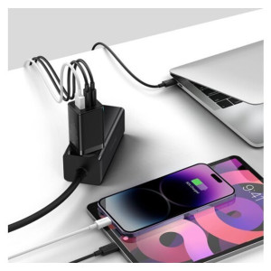 Зарядний пристрій Baseus GaN5 Pro Fast Charger 2C+U 65W Black w/Type-C to Type-C