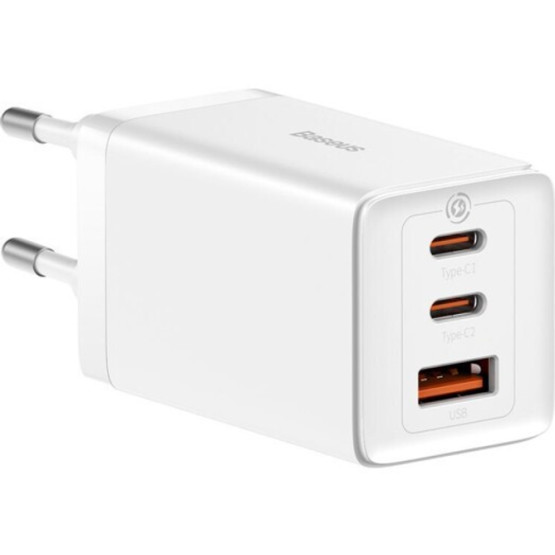 Зарядний пристрій Baseus GaN5 Pro Fast Charger 2C+U 65W White w/Type-C to Type-C