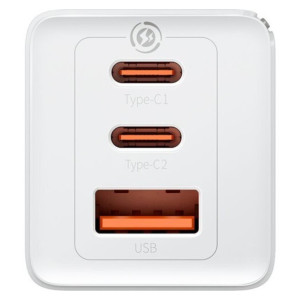 Зарядний пристрій Baseus GaN5 Pro Fast Charger 2C+U 65W White w/Type-C to Type-C