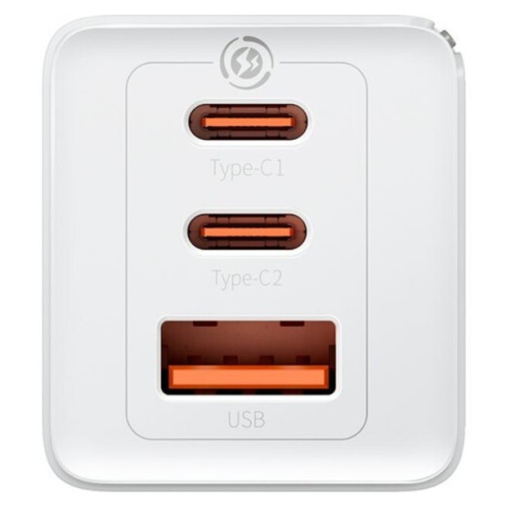 Зарядний пристрій Baseus GaN5 Pro Fast Charger 2C+U 65W White w/Type-C to Type-C