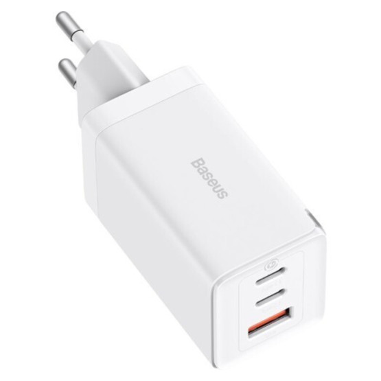 Зарядний пристрій Baseus GaN5 Pro Fast Charger 2C+U 65W White w/Type-C to Type-C