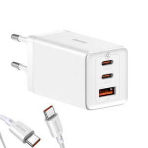 Зарядний пристрій Baseus GaN5 Pro Fast Charger 2C+U 65W White w/Type-C to Type-C