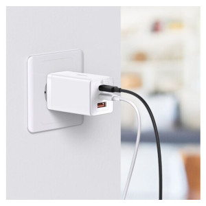 Зарядний пристрій Baseus GaN5 Pro Fast Charger 2C+U 65W White w/Type-C to Type-C