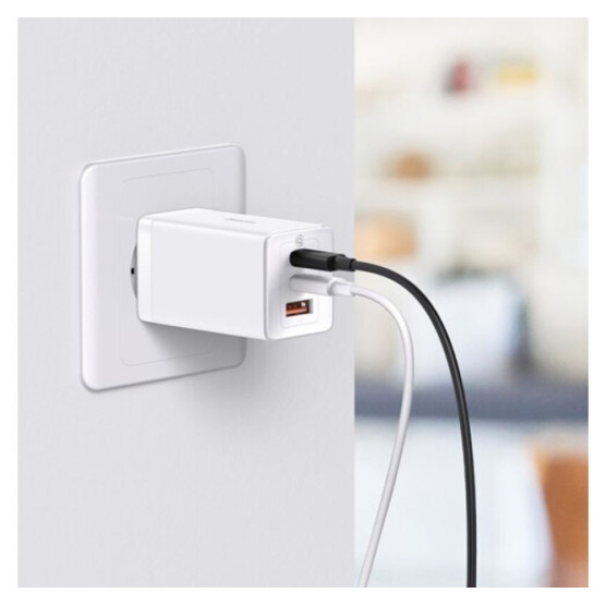 Зарядний пристрій Baseus GaN5 Pro Fast Charger 2C+U 65W White w/Type-C to Type-C