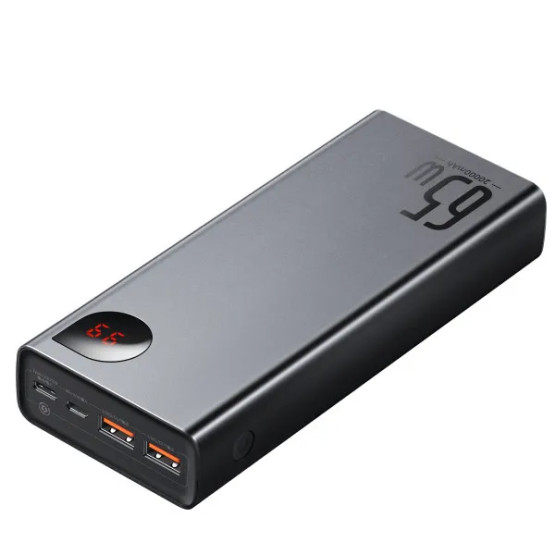 Зовнішній портативний акумулятор Baseus Adaman Metal Digital Display 20000mAh 65W Black