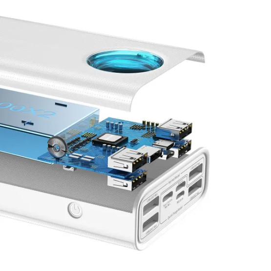Зовнішній портативний акумулятор Baseus Amblight Digital Display 30000mAh White 65W