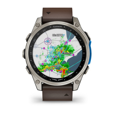 Авіаційний смарт-годинник Garmin D2 Mach 2, 47 мм, Сапфір, Titanium з коричневим шкіряним ремінцем