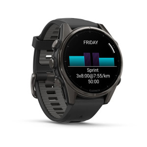 Смарт-годинник Garmin Fenix 8 43 мм AMOLED Сапфір Чорний/Титан Карбоновий DLC з силіконовим ремінцем QuickFit 20 мм