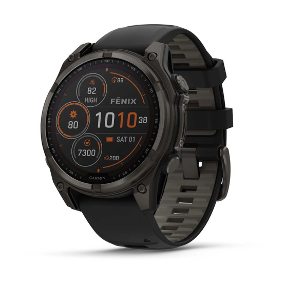 Смарт-годинник Garmin Fenix 8 47 мм Solar Сапфір Графіт/Титан Карбоновий DLC з силіконовим ремінцем QuickFit 22 мм