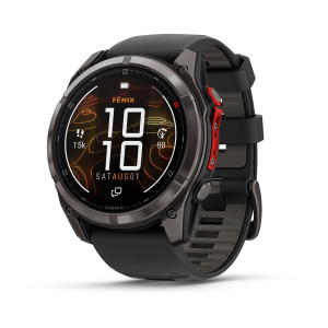 Смарт-годинник Garmin Fenix 8 51 мм MicroLED Сапфір Carbon Gray DLC Titanium з чорно-сірим силіконовим ремінцем QuickFit 26 мм