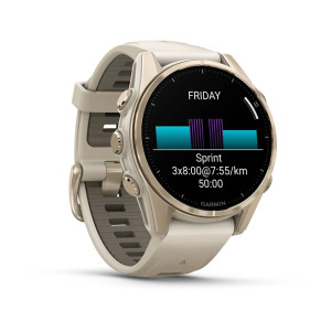 Смарт-годинник Garmin Fenix 8 43 мм AMOLED Сапфір Туманно-сірий/М'яке золото з силіконовим ремінцем QuickFit 20 мм