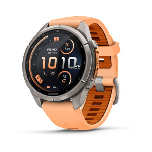 Смарт-годинник Garmin Fenix 9 Pro 43 мм AMOLED inReach Титановий з перламутрово-рожевим/осінньо-помаранчевим силіконовим ремінцем