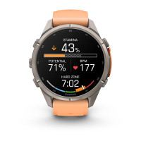 Смарт-годинник Garmin Fenix 9 Pro 43 мм AMOLED inReach Титановий з перламутрово-рожевим/осінньо-помаранчевим силіконовим ремінцем