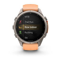 Смарт-годинник Garmin Fenix 9 Pro 43 мм AMOLED inReach Титановий з перламутрово-рожевим/осінньо-помаранчевим силіконовим ремінцем