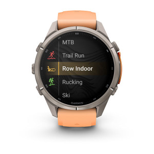 Смарт-годинник Garmin Fenix 9 Pro 43 мм AMOLED inReach Титановий з перламутрово-рожевим/осінньо-помаранчевим силіконовим ремінцем