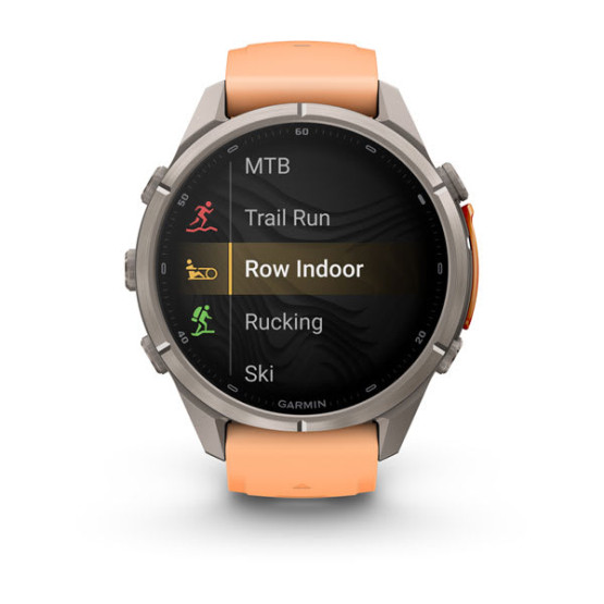 Смарт-годинник Garmin Fenix 9 Pro 43 мм AMOLED inReach Титановий з перламутрово-рожевим/осінньо-помаранчевим силіконовим ремінцем