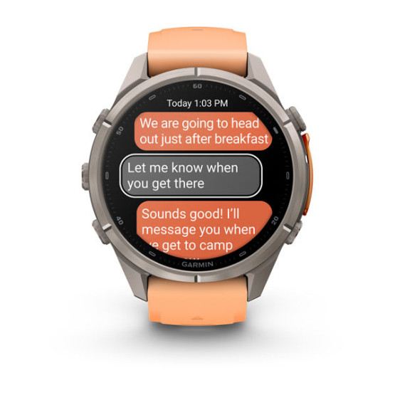Смарт-годинник Garmin Fenix 9 Pro 43 мм AMOLED inReach Титановий з перламутрово-рожевим/осінньо-помаранчевим силіконовим ремінцем