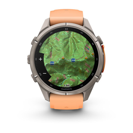 Смарт-годинник Garmin Fenix 9 Pro 43 мм AMOLED inReach Титановий з перламутрово-рожевим/осінньо-помаранчевим силіконовим ремінцем
