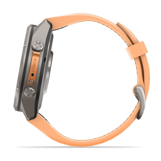 Смарт-годинник Garmin Fenix 9 Pro 43 мм AMOLED inReach Титановий з перламутрово-рожевим/осінньо-помаранчевим силіконовим ремінцем