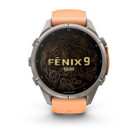 Смарт-годинник Garmin Fenix 9 Pro 43 мм AMOLED inReach Титановий з перламутрово-рожевим/осінньо-помаранчевим силіконовим ремінцем