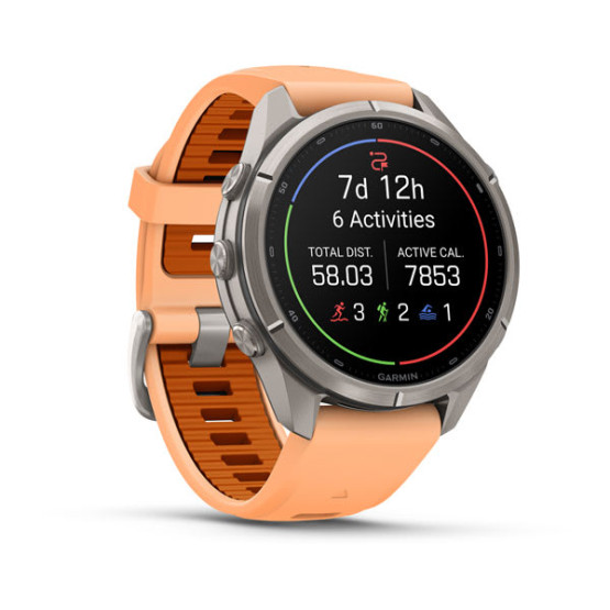 Смарт-годинник Garmin Fenix 9 Pro 43 мм AMOLED Титановий з перламутрово-рожевим/осінньо-помаранчевим силіконовим ремінцем Смарт-годинник Garmin Fenix 9 Pro 43 мм AMOLED Титановий з перламутрово-рожевим/осінньо-помаранчевим силіконовим ремінцем