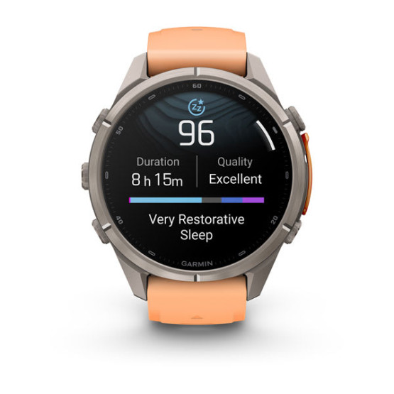 Смарт-годинник Garmin Fenix 9 Pro 43 мм AMOLED Титановий з перламутрово-рожевим/осінньо-помаранчевим силіконовим ремінцем Смарт-годинник Garmin Fenix 9 Pro 43 мм AMOLED Титановий з перламутрово-рожевим/осінньо-помаранчевим силіконовим ремінцем