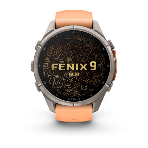 Смарт-годинник Garmin Fenix 9 Pro 43 мм AMOLED Титановий з перламутрово-рожевим/осінньо-помаранчевим силіконовим ремінцем