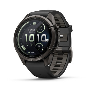 Смарт-годинник Garmin Fenix 9 Pro 43 мм AMOLED inReach Карбоново-сірий DLC титан з чорним/галечно-сірим силіконовим ремінцем